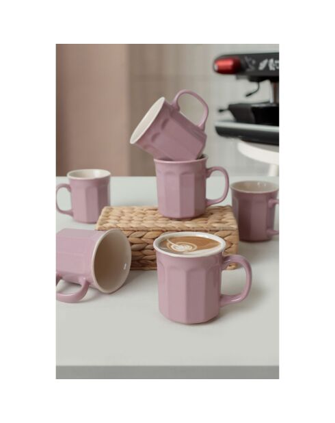 6 Tasses à café violet/crème - 270 ml