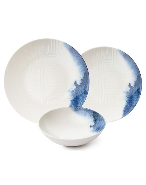 Service de table en Porcelaine blanc/bleu - 24 pièces