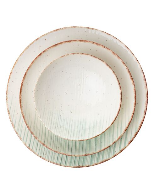 Service de table en Porcelaine crème/vert- 24 pièces