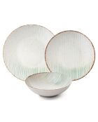 Service de table en Porcelaine crème/vert- 24 pièces
