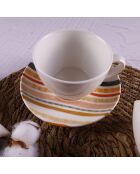 2 Tasses à café avec soucoupes en Porcelaine multicolores
