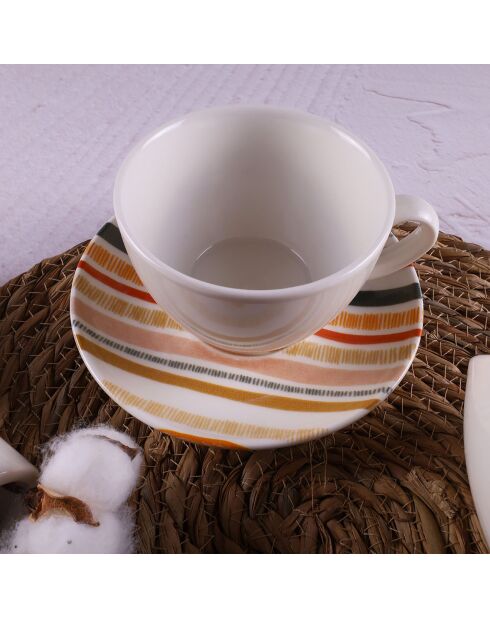 2 Tasses à café avec soucoupes en Porcelaine multicolores