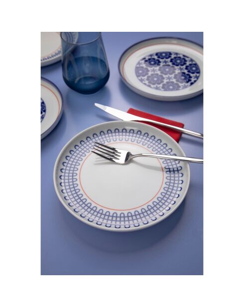6 Assiettes dessert en Porcelaine multicolores - D.19 cm