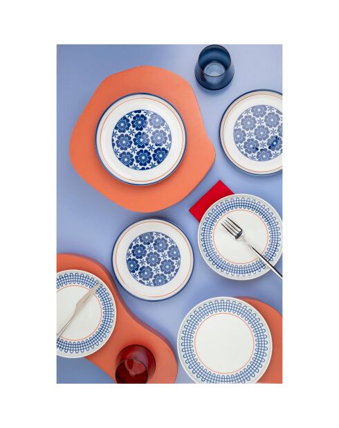 6 Assiettes dessert en Porcelaine multicolores - D.19 cm