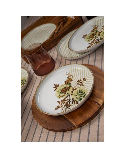 6 Assiettes dessert en Porcelaine multicolores - D.19 cm