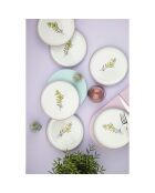 6 piatti da dessert in porcellana bianco/beige - D.19 cm