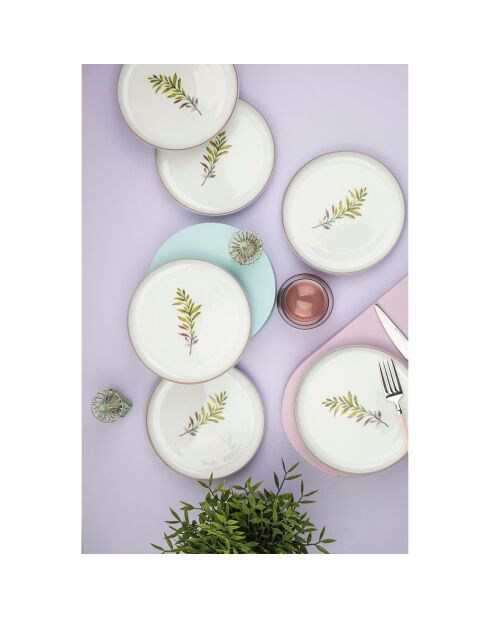 6 dessertborden van wit/beige porselein - D.19 cm