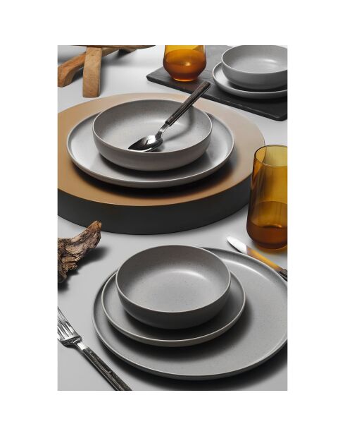 Service de table en Porcelaine gris - 8 pièces