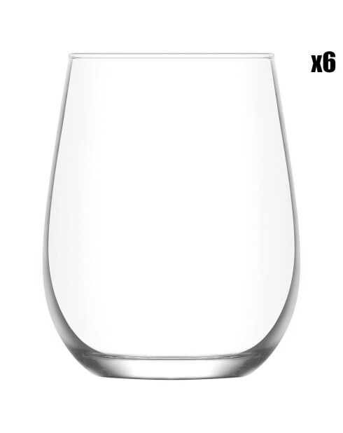 6 Verres à eau transparents - 360 ml