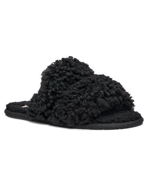 Mules fourrées Laine Maxi Curly Scuffetta noires