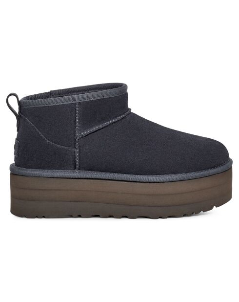 Boots fourrées Laine en Velours de Cuir Classic Mini Platform marine