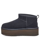 Boots fourrées Laine en Velours de Cuir Classic Mini Platform marine