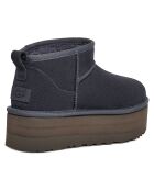 Boots fourrées Laine en Velours de Cuir Classic Mini Platform marine