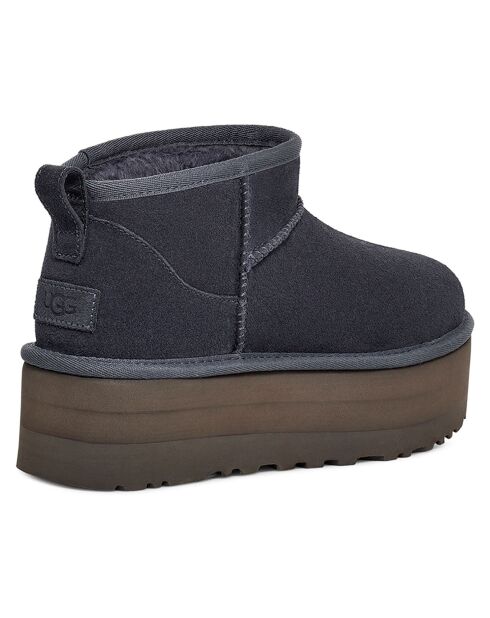 Boots fourrées Laine en Velours de Cuir Classic Mini Platform marine