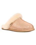 Chaussons fourrés Laine en Velours de Cuir Scuffette Matte Marble beiges