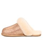 Chaussons fourrés Laine en Velours de Cuir Scuffette Matte Marble beiges