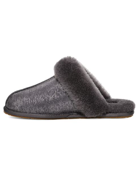 Chaussons fourrés Laine en Velours de Cuir Scuffette Matte Marble gris