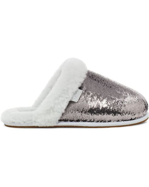 Chaussons fourrés Laine Scuffette Mirror Ball argentés