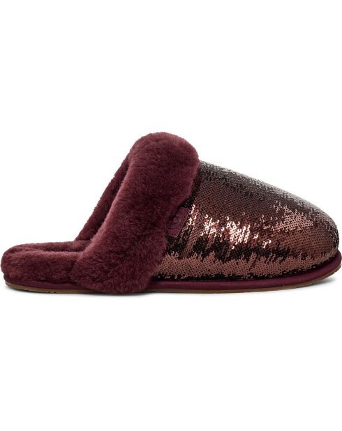 Chaussons fourrés Laine Scuffette Mirror Ball marron