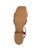 Sandales en Cuir Genziana marron - Talon 6.5 cm