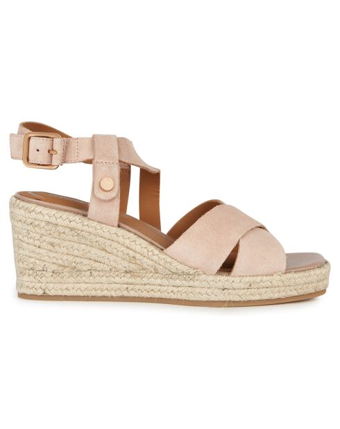Panarea Sandalen mit Keilabsatz aus Veloursleder in Rosa — Absatz 7,5 cm