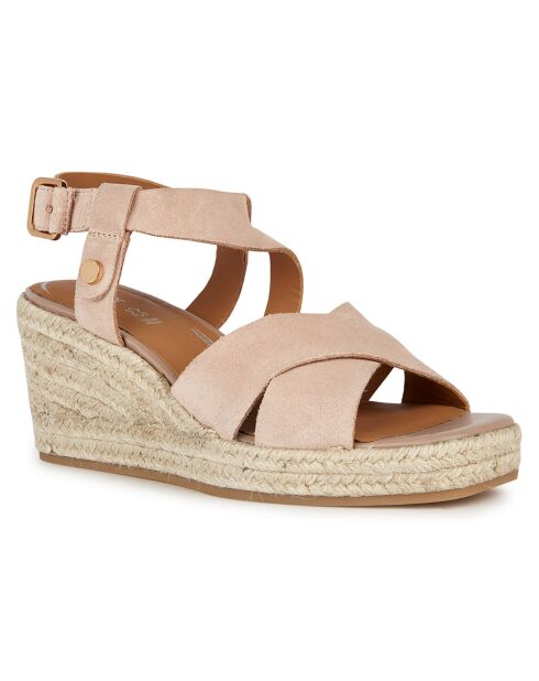 Panarea Sandalen mit Keilabsatz aus Veloursleder in Rosa — Absatz 7,5 cm