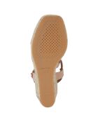 Sandales en Velours de Cuir compensées Panarea roses - Talon 7.5 cm
