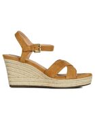 Sandales en Velours de Cuir de Chèvre Soleil camel - Talon 8 cm