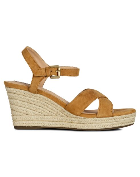 Camel Sun Goat Ledersandalen aus Samt - 8 cm Absatz