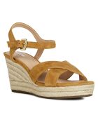 Sandales en Velours de Cuir de Chèvre Soleil camel - Talon 8 cm