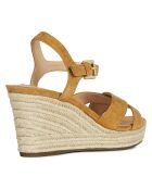 Sandales en Velours de Cuir de Chèvre Soleil camel - Talon 8 cm