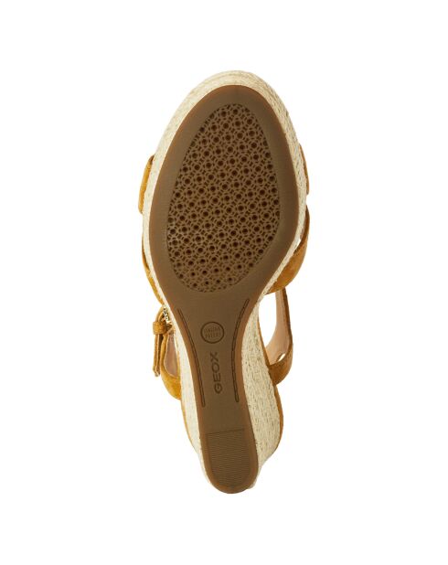 Sandales en Velours de Cuir de Chèvre Soleil camel - Talon 8 cm