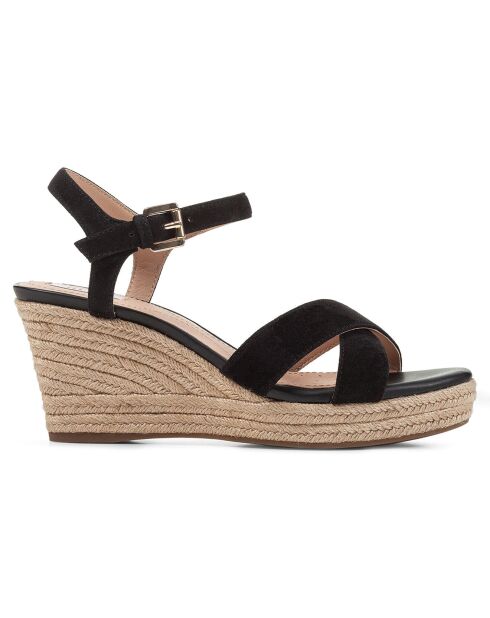 Sandales en Velours de Cuir de Chèvre Soleil noires - Talon 8 cm