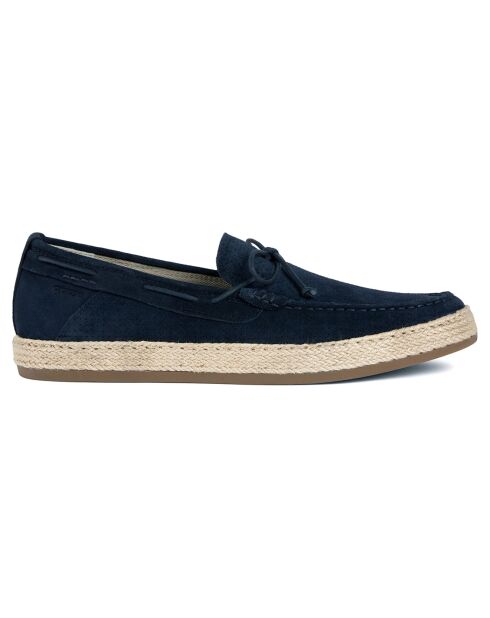 Mocassins en Velours de Cuir Pantelleria bleu marine