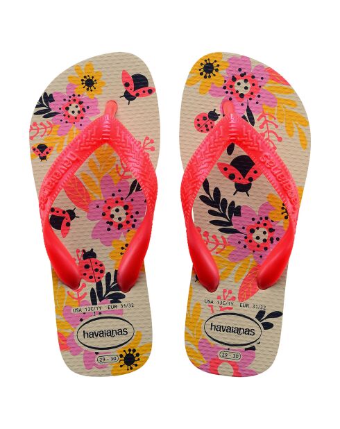 Tongs Flores beige/multicolore