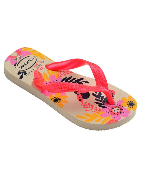 Tongs Flores beige/multicolore