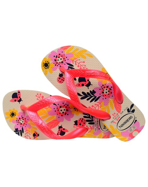 Tongs Flores beige/multicolore