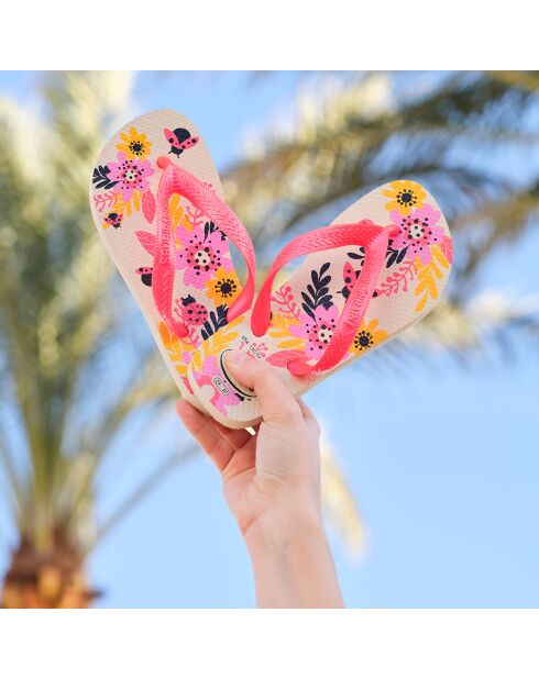 Tongs Flores beige/multicolore