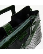 Sac à main en Cuir Jane Croco vert bouteille - 34x26x11.5 cm