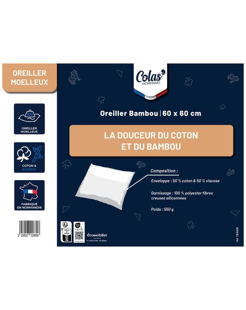 Oreiller Moelleux Bambou blanc