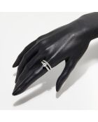 2 Bagues Eclipse Diamants 0.32 ct & Topaze blanche 1 ct or blanc