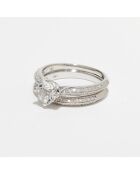2 Bagues Eclipse Diamants 0.32 ct & Topaze blanche 1 ct or blanc