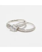 2 Bagues Eclipse Diamants 0.32 ct & Topaze blanche 1 ct or blanc