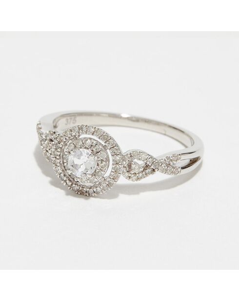 Bague Divine Diamants 0.25 ct & Topaze blanche 0.18 ct or blanc