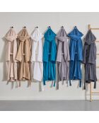 Accappatoio in jeans blu con cappuccio