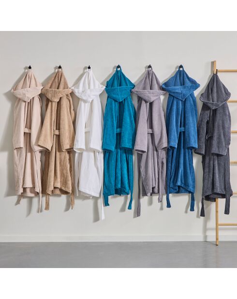 Blauwe jeansbadjas met capuchon