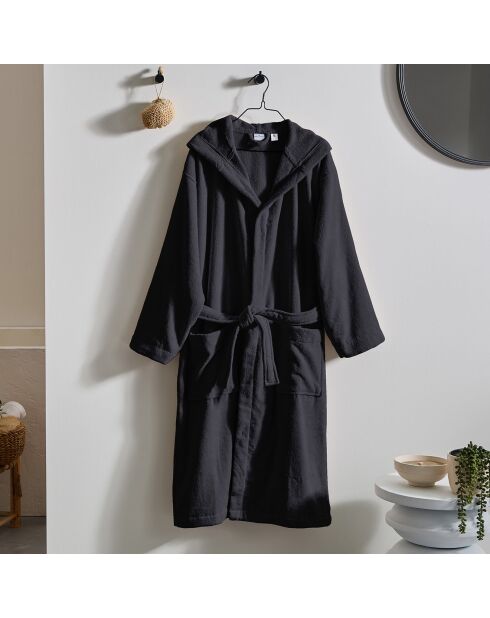 Accappatoio con cappuccio grigio antracite