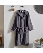 Accappatoio con cappuccio grigio perla