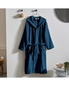 Accappatoio in jeans blu con cappuccio