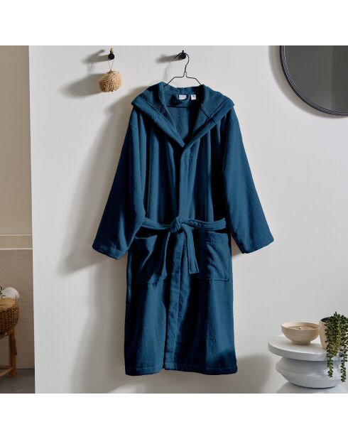 Blauwe jeansbadjas met capuchon